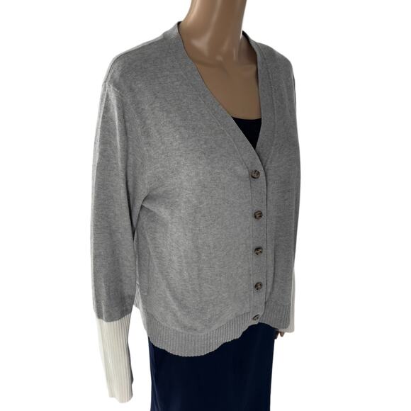 Summersalt Gray Two Tone Cotton Cashmere Cardigan Sweater - Picture 6 of 12